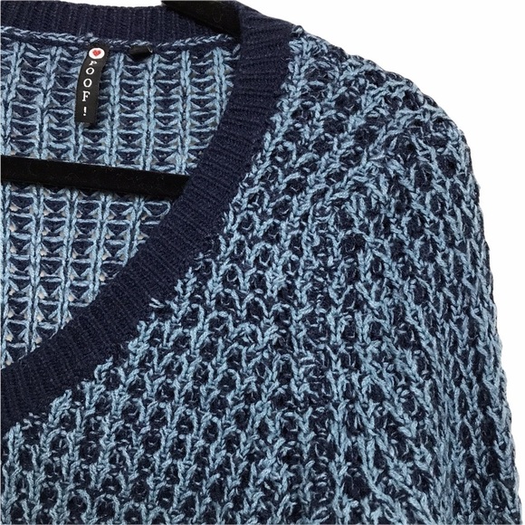 Poof! Blue Deep V Neck Knit Tunic Sweater - Picture 7 of 10
